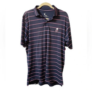 F&G TECH PINK STRIPED GOLF POLO